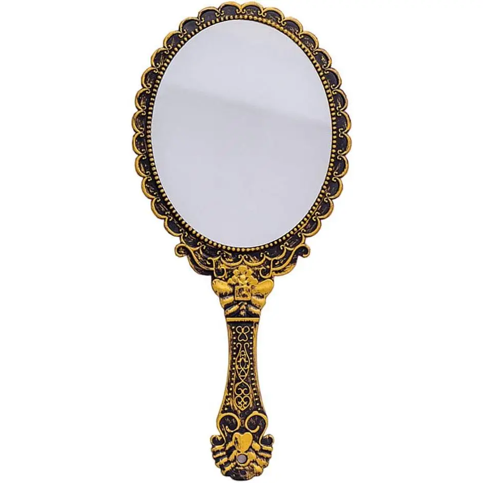 Handheld Mirror, Hand Held Mirror with Handle, Small Travel Packet Compact Mirrors,  Decorative Makeup  Purse Mirrors for Girls Women, Bronze