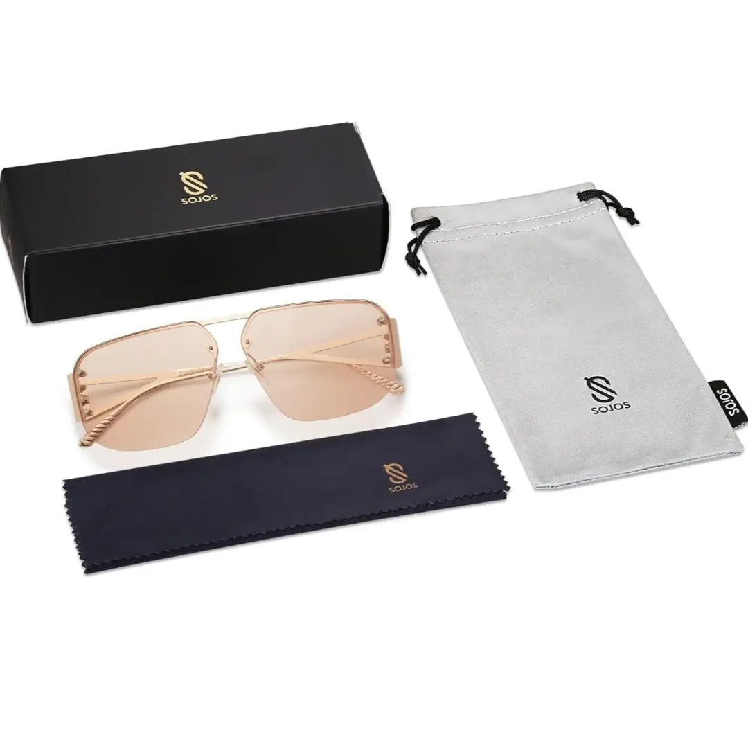 SOJOS Trendy Aviator Sunglasses Mens Womens Retro Metal Rimless Frame Shades Lentes De Sol Para Mujer SJ1192
