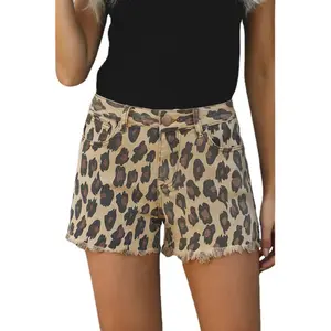 Shiying Jeans Women's Summer European and American 2024 New High Waist Casual Tropical Leopard Print Jeans Women Cotton Denim