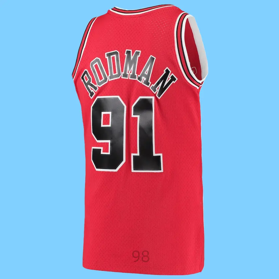 Dennis Rodman Men's Sleeveless stitched Basketball Jersey 1997-98 Red