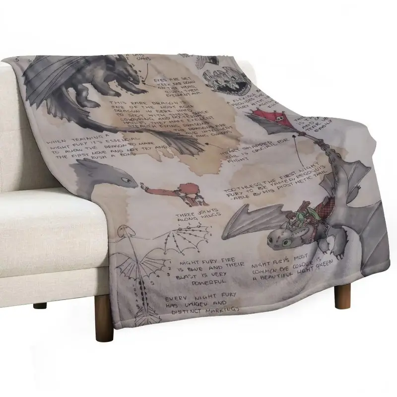 How to Train Your Dragon Toothless Night Fury Anatomy Sketch Premium Flannel Throw - Heartwarming Gift, Home Decor, Illustrated Character Anime-Style Blanket for HTTYD Fans, Heartwarming Blanket Gift, Home Decor Blanket summerwins