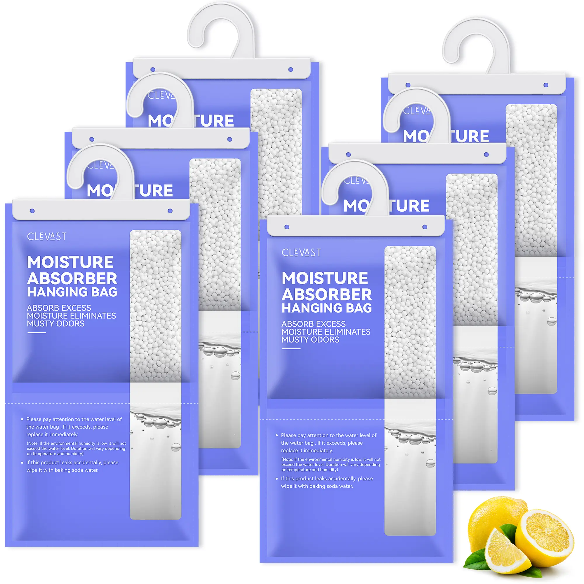 Clevast Hanging Moisture Absorber Boxes, 6x430g, Moisture Absorber Packets,  Dehumidifier Box or Bag for Closet, Unscented Hanging Humidity Absorber in Wardrobes, Bedrooms, Bathrooms, RV