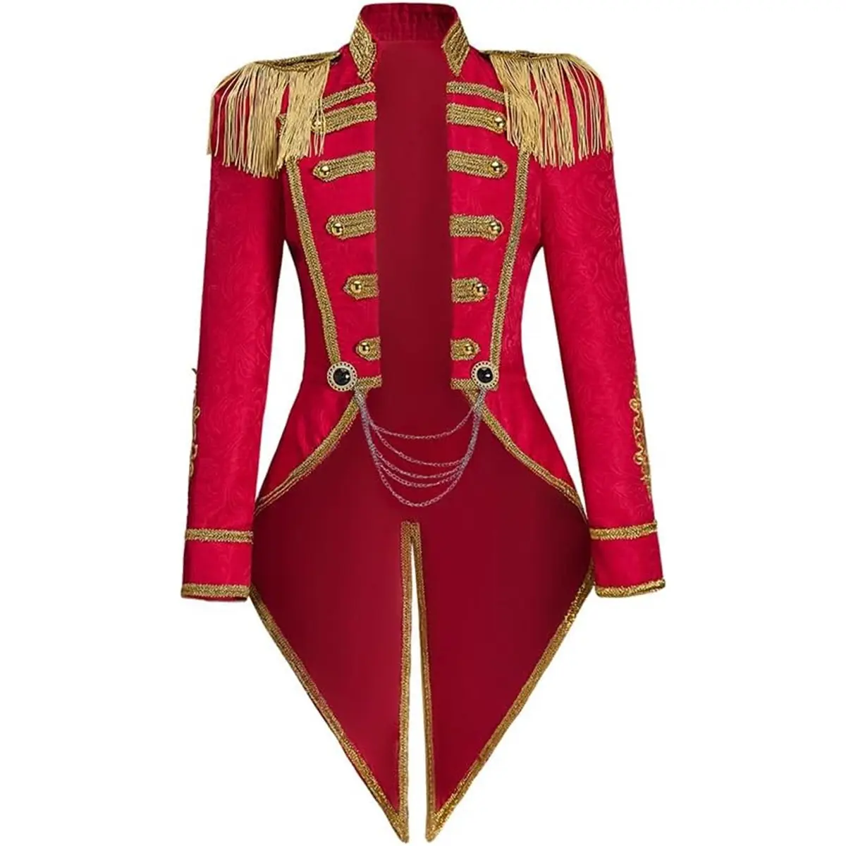 Women‘s Ringmaster Jacket Tassel Coat Uniform Medieval Long Sleeves Tailcoat Circus Costume
