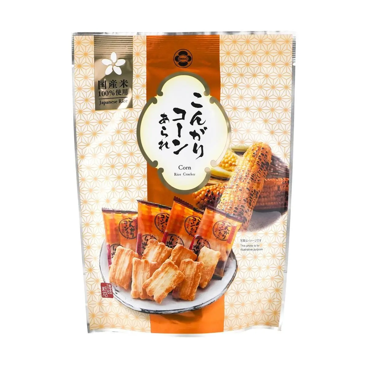 MORIHAKU Japanese Roasted Corn Senbei Rice Crackers - Savory Snack, 32g Bag