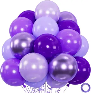 50 count Purple Balloon Set | 12-Inch Metallic Chrome, , Lavender Lilac & Light Purple Balloons for Birthdays, Weddings,  Bridal Showers & Princess Parties