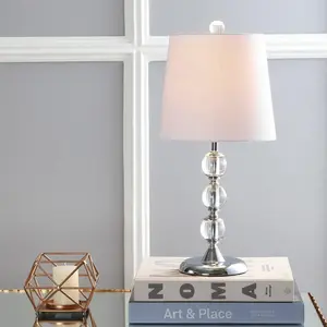 JONATHAN Y Hudson Crystal Mini LED Table Lamp , for bedroom, living room, foyer, hallways, dining room, dorms