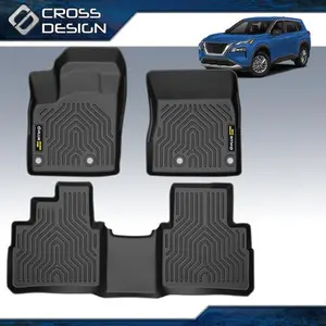 CROSSDESIGN Floor Mats Liner Fit For Nissan Rogue 2021-2023 3D Molded TPE All Weather 3PC  Upgraded Version