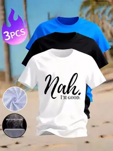 3-Color Pack Men's Casual T-Shirts | "Nah I'm Good" Sarcastic Print, Lightweight & Breathable for Summer & Everyday Wear