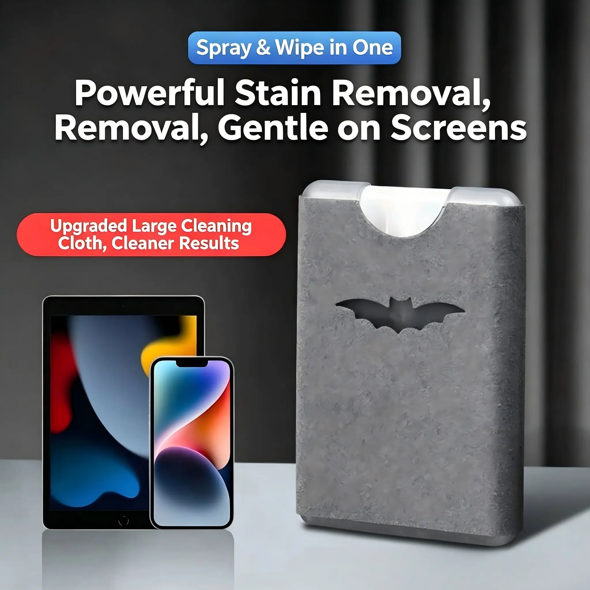 Portable Screen Cleaner Spray with Microfiber Cloth, Nano Streak-Free Cleaning for Phone, Tablet, Laptop & Monitor Screens(Does not contain cleaning liquid)