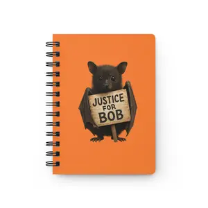 Orange Spiral Bound Journal with Bat Design, Eco-Friendly Note Taking, Perfect for Animal Lovers, Gifts for Friends, Justice for Bob [...]