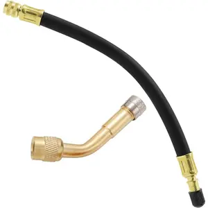 Tire Valve Extension, 8.25 Inch Flexible Valve Stem Extenders with 135 Degree Brass Schrader Tire Valve Extension Adaptor Compatible for     Scooter