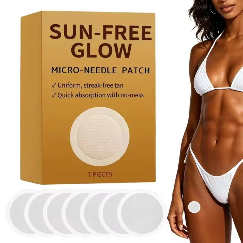 UV-Free Skin Tanning Patches,  7 Count, Micro-Needle Self-Tanning Patches for Even Natural Glow,Even Sun-Free Glow, Suitable for All Skin Types