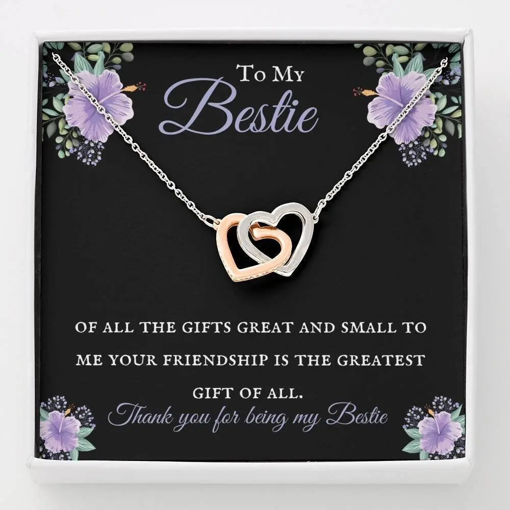 Personalized Interlocking Heart Pendant Necklace with Cubic Zirconia, To My Bestie, Bestie Gifts, Gifts for Friends, Friendship Gift, Soul Sister Gift