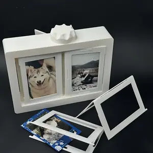 Rotating Photo Frame, Durable Desktop Photo Frame Suitable for Home Office Decoration, Vintage Photo Album Storage Box Square Photo Frame for Photos Travel Scrapbook Photo Frame