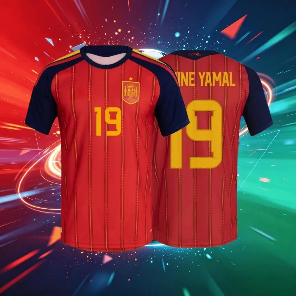 2026 Spain 19#Lamine Yamal and 20#Pedrl Short And Long Sleeve Soccer Jersey Fans Version Breathable