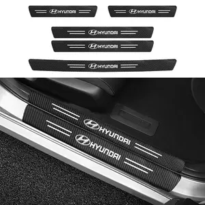 Modern Carbon Fiber Leather Trunk Protector Strips, Scratch & Impact Resistant Door Sill Guards, Fits Hyundai I10 I30 I20 I40 Ix35, Car Accessories