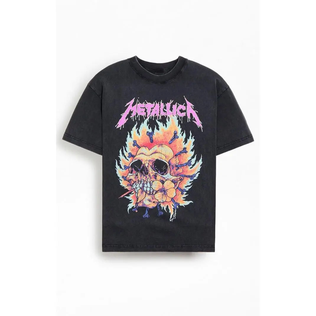 PacSun Men's Metallica Burning Heart T-Shirt - Multicolor