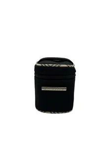 Pre-owned BURBERRY Nylon Jewelry Case Black W/ Nova Check Trim Perfect For Daily Use