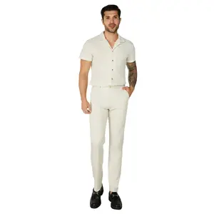 Men's Summer Chinos, Formal Soid Color Cotton-Blend Casual Dress Pants - Straight Fit, Lightweight, Breathable, Comfortable for Officewear & Casual Outings Black Blue Suit Chinos