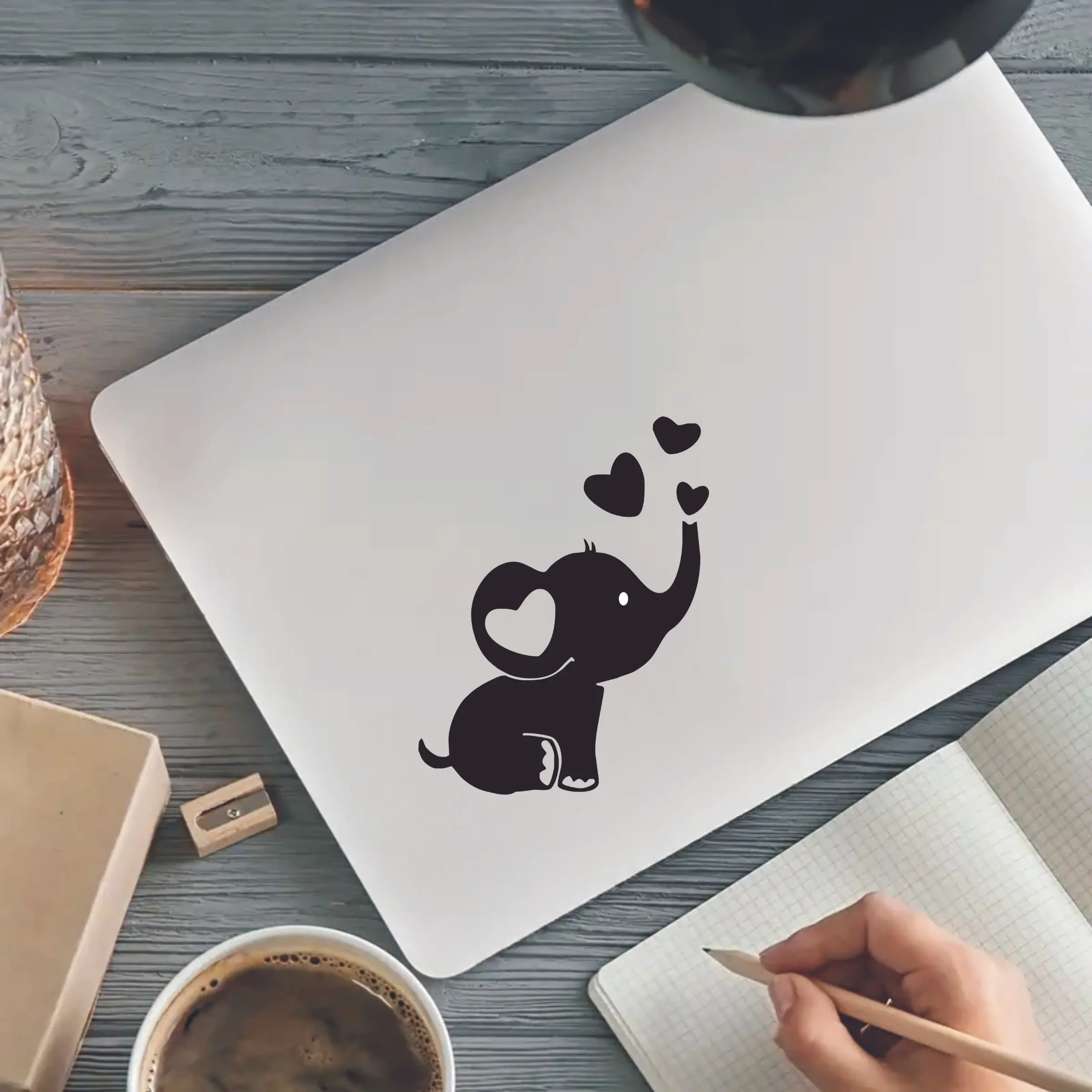 1PC A sheet of elephant and heart pattern stickers, car stickers, vinyl stickers, suitable for windows, laptops and bumpers, Universal car sticker, Decorative Decal, Stickers For Cars