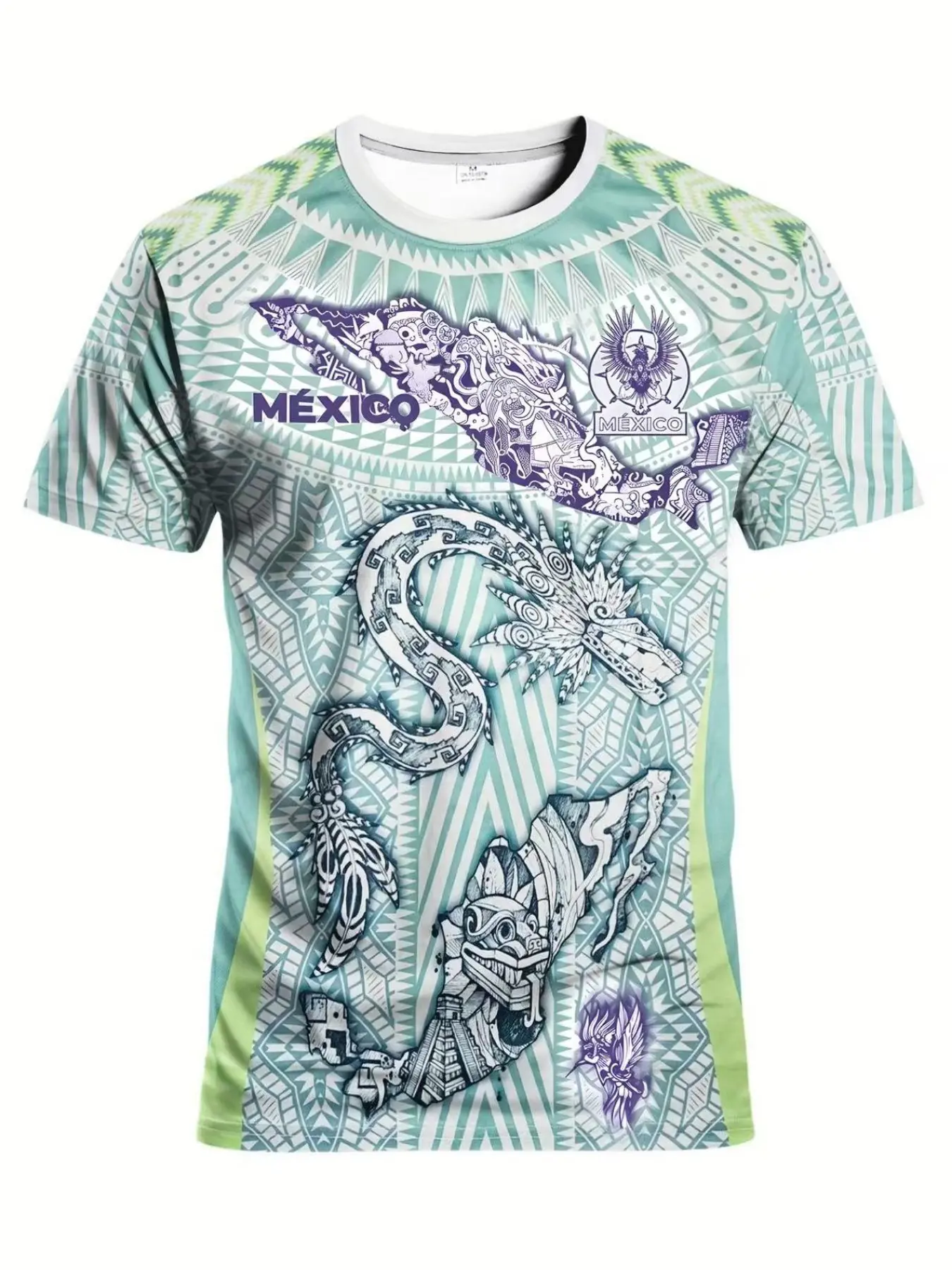 Mexican Special Edition Men's Football Jersey & Aztec Round Neck Comfortable Sweatshirt, Maya Civilization Aztec Print, Casual Sportswear, Mexico Soccer Shirt, Short Sleeve Jersey