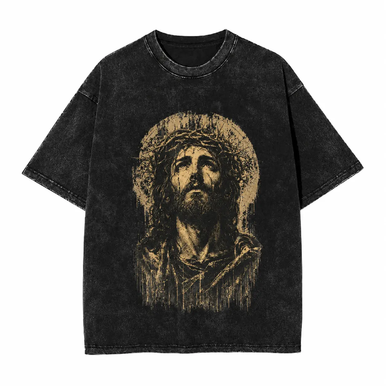 Graphic T Shirt for Men and Women, Vintage Washed Cotton Christian Tee, Jesus and Cross Front Back Print