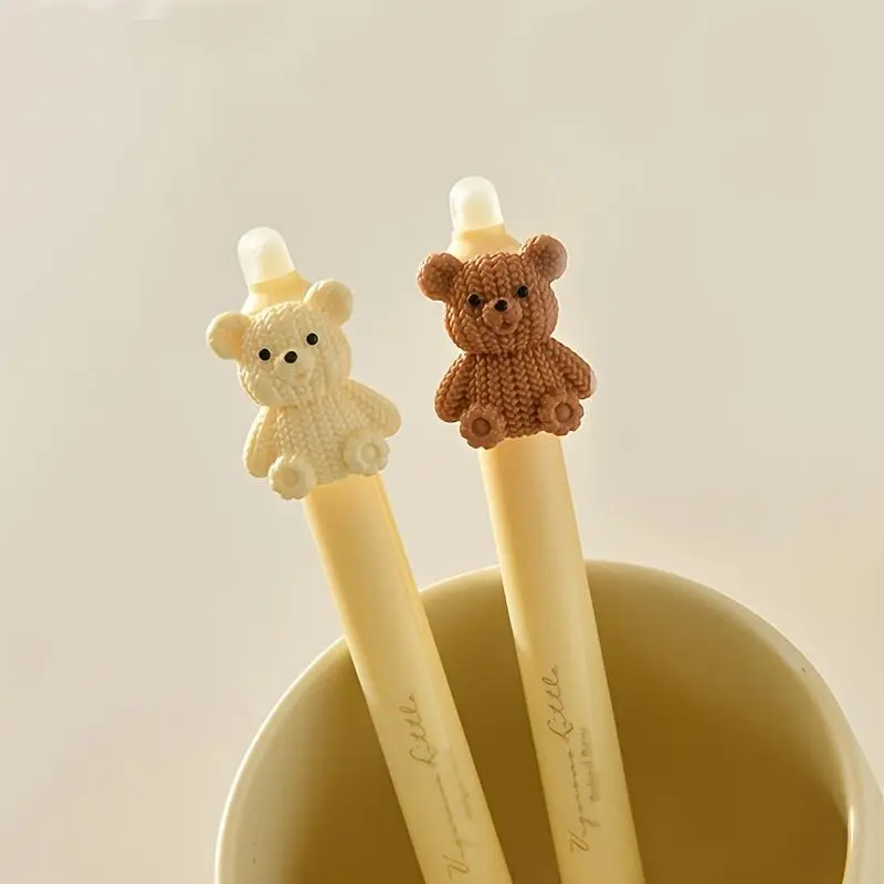 Cute Bear Design Retractable Pencil with Eraser, Cute Pencils, Smooth Writing and Correction, Durable Plastic for School and Office Use, Stationery Supplies, Stationery Writing Tools