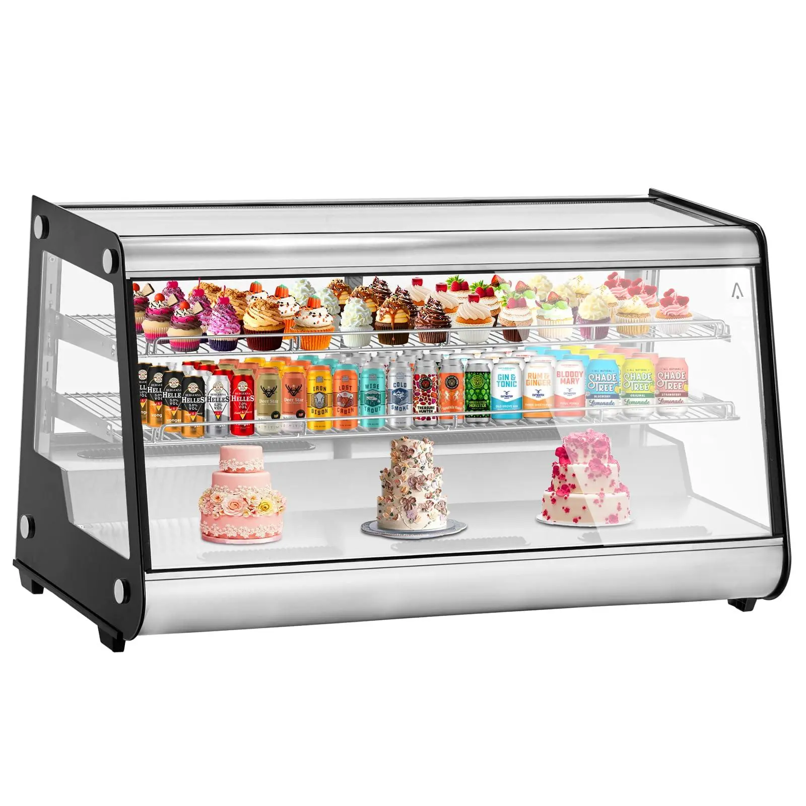 GARVEE Commercial Countertop Refrigerator Display Case Merchandiser, 8.1 Cu.Ft/230L Pastry Storage, Interior LED Lighting, Double-Layered Glass Panels, Rear Sliding Door, 110V Indoor Furniture