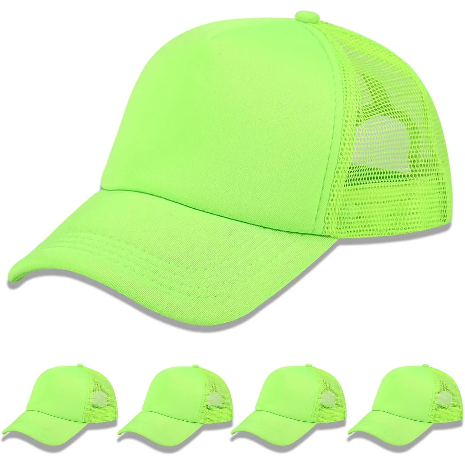5 Pack Sublimation Baseball Caps, Blank Unisex Trucker Style with Polyester Mesh, Adjustable Snapback for Outdoor Wear & Customized Gifts, Breathable