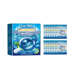 Jue-Fish Washing Machine Cleaning Tablets for Stains and Odors, Cleaner Tablets, Effervescent Formula Suitable for All Washer Types, Deep Clean Your Washer, Home Cleaning Products, Cleaning Agent
