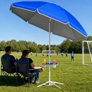 Portable Umbrella with Base Stand, UPF 50+ Outdoor Sun Shade Umbrella with Carry Bag, Built-in Hook & Cup Holders, Adjustable Instant Sun Protection for Game, Sports, Backyard, Patio, Camping, Beach, Fishing, Royal Blue, Summervibes, DealsForYouDays