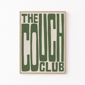 Couch Club Printable Green Graphic Heart Photo Art, Multi-Size Vivid Paper Wall Print, Modern Living Room Art Wall Decoration, Home Decoration