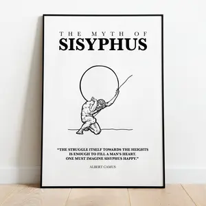 Sisyphus Poster with Camus Quote – Existential Philosophy Wall Art – Myth of Sisyphus Print – Unframed Room Decor | 5 Size, 8x12 to 27x40 inch