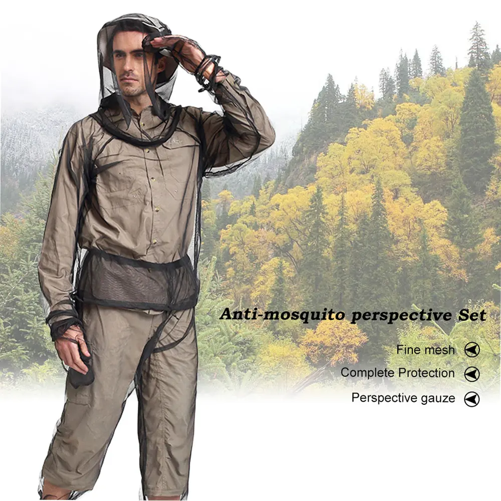 Ultra-Fine Mesh Lightweight Summer Outdoor Mosquito Suit Set for Men - Includes Jacket, Mitts, Pants, Socks - Ideal for Beekeeping, Hiking, Camping