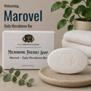 Marovel Daily Microbiome Bar | Vegan-Friendly Fragrance-Free Body Cleansing Bar | 5 oz , Balance Plant Wash Luxe Hand