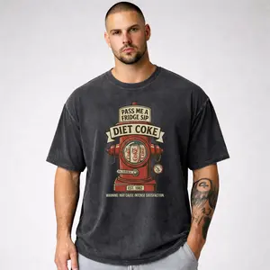 Pass Me A Fridge Sip Wash T-shirt 100% Cotton, Unisex, Diet Coke Lover Gift, Retro Soda Drink Wash T-Shirt, Quirky Caffeine Addict Tee