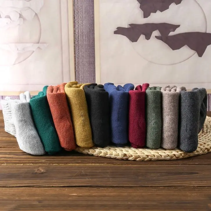 EVELLYHOOTD Women's Solid Color Fleece Cotton Knit Long Thick Warm Crew Socks - Everyday, Comfortable, Elastic, Thermal, Fits Boots, Sneakers, One Size, Autumn Winter Use