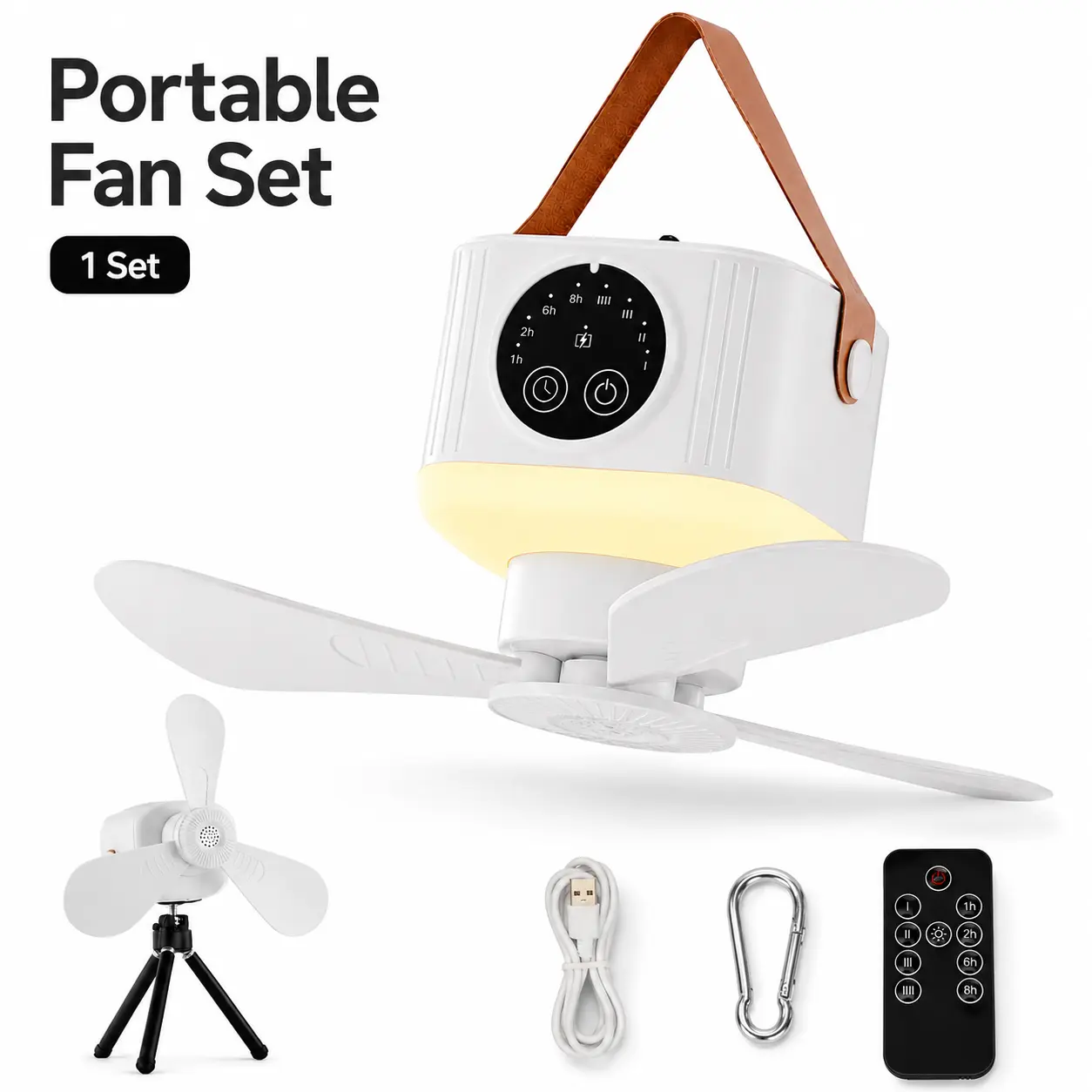 USB Ceiling Hanging Fan with Timer, Portable Hook Mini Fan for Bedroom Dorm Tent Travel Cooling Air Circulation