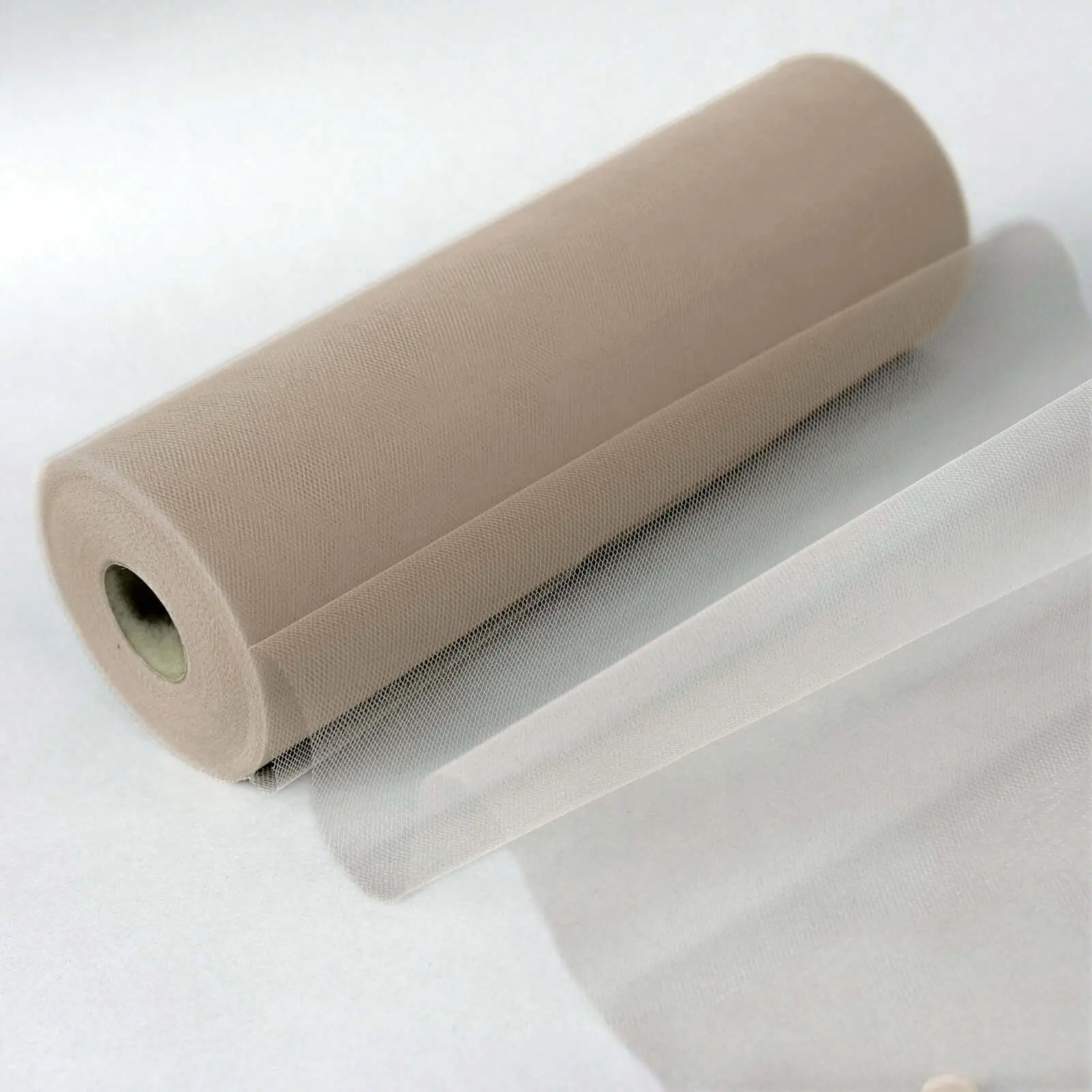 Taupe Tulle Fabric Bolt, 12"x100yd Sheer Fabric Roll for Crafts