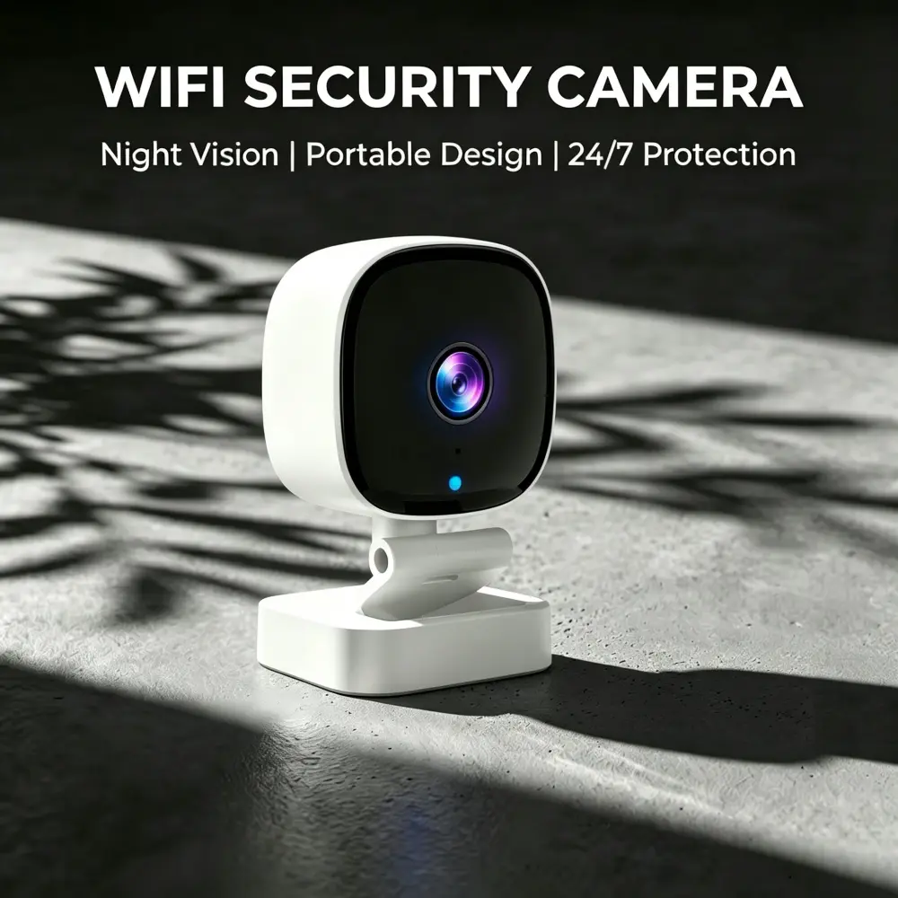 Indoor Wireless Pet Monitor Camera Security - Mini, Smart Motion Tracking, Night Vision, App Live View, SD Rec, Multi-User Sharing, Easy Wall Mount for Home Safety