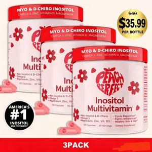 （Flash Sale 3 bottles）Peach Perfect Inositol Multivitamin - Peach Perfect Myo-Inositol, D-Chiro Inositol, Omega 3 Fitness Healthcare