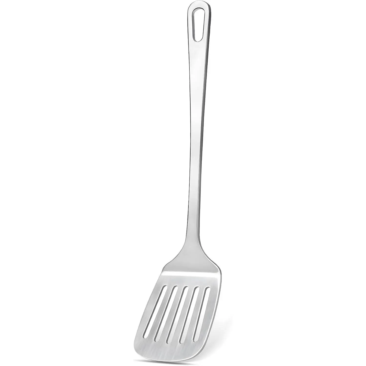 Stainless Steel Spatula, Metal Spatula Slotted Turner, Heavy Duty Sturdy Spatulas for Kitchen Use, High Heat Resistant Cooking Utensils for Fish Eggs Pancakes, Dishwasher Safe, Easy to Clean, Silver