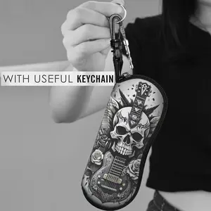 Skull Print Hard Glasses Case, Portable Eyeglasses & Sunglasses Storage Box, Perfect Daily Gift