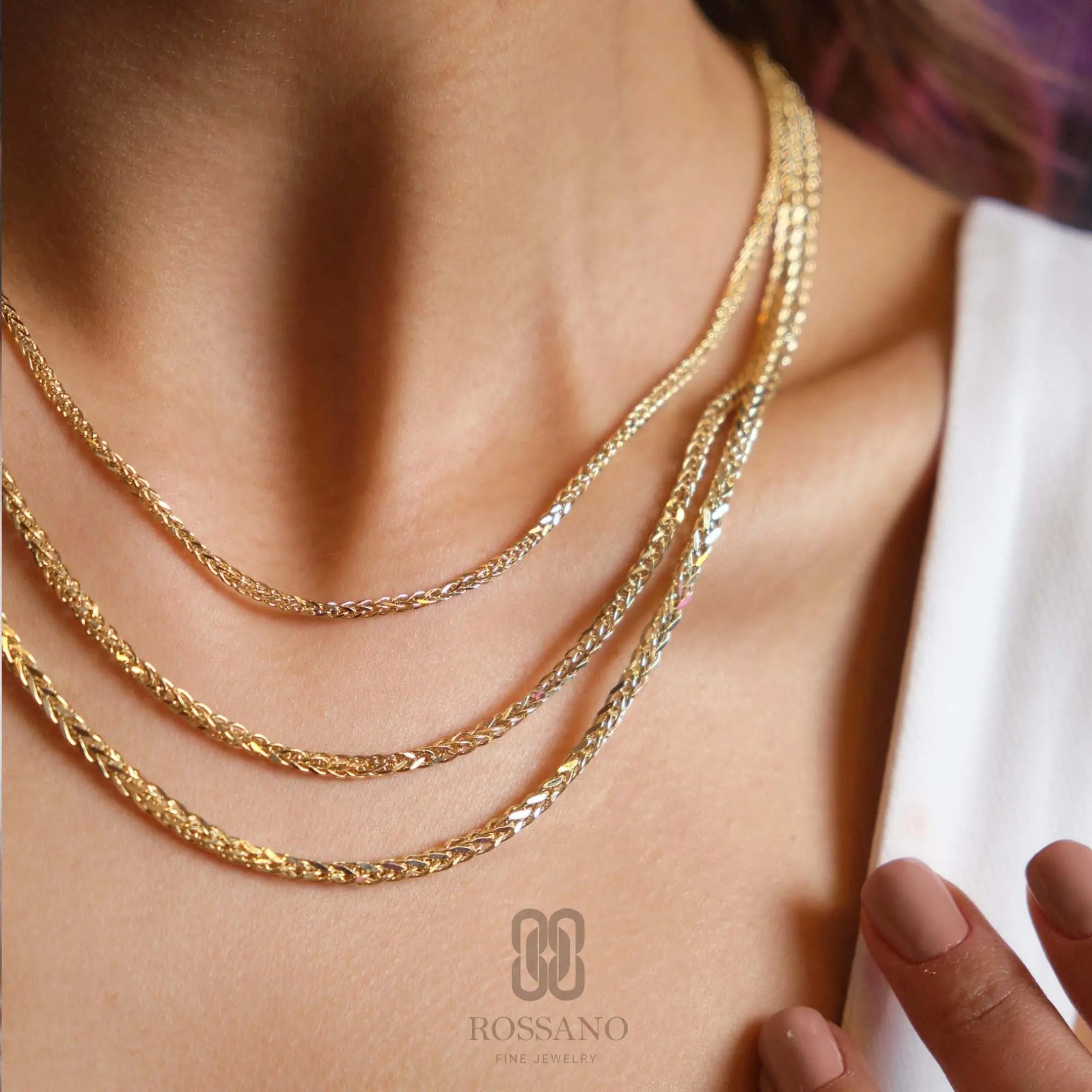 14K Gold Franco Chain Necklace, 2mm 3mm 4mm Franco Palm Necklace