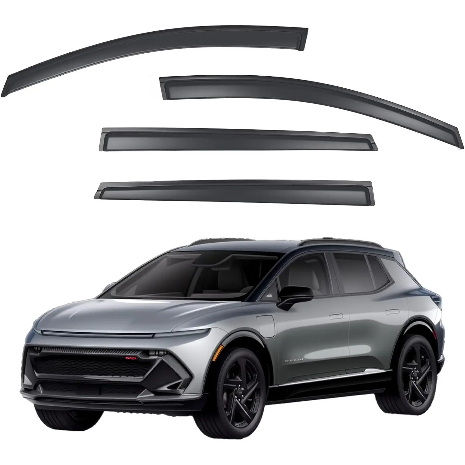 Ylscoo Sunvisor Side Window Deflectors & Visors, 4-Pcs Dark Smoke Acrylic Out-Channel Vent Shades for Equinox EV 2025-2026, Tape-Mount Rain Guards with Sun Protection, Fog Prevention, Extra-Strong Grip Tape, Heat Reduction