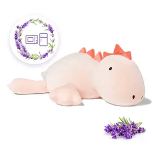 KOWSI Microwavable Heating Pad Pink Stegosaurus Plush - 1.4 Lb Weighted Stuffed Animal Toy with Tourmaline Beads & Lavender - 16" Squished Long Dinosaur Pillow - Lumbar Back Cushion Lasting Warmth