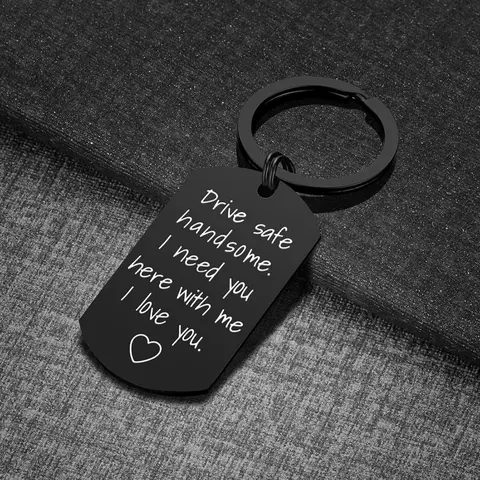 Engraved Text Sturdy Drive Safe Keychain - Durable Metal Key Charms, Heart Phone Strap, 7.99 Value Gift, Reminds Loved Ones, Sentimental Safety Reminder for Boyfriend (Commute, Long Drives)