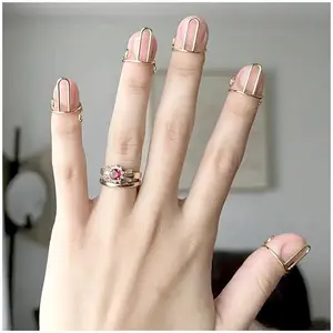 10 Pieces Sets Thin Nail Rings for Women Daily Fingertip Protective Cover Trendy Ring Jewelry Gift to Girlfriend Manicure