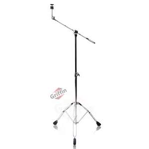 GRIFFIN Cymbal Boom Stand | Double Braced Drum Percussion Gear Hardware Set | Adjustable Height | Arm Holder With Counterweight Adapter for Mounting Heavy Duty Weight Crash &Ride Cymbals For Drummers