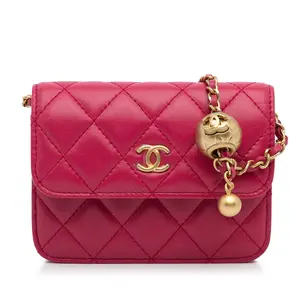 Pre-owned CHANEL Lambskin Crossbody Bags Mini CC Matelasse Pearl Crush Crossbody Bag